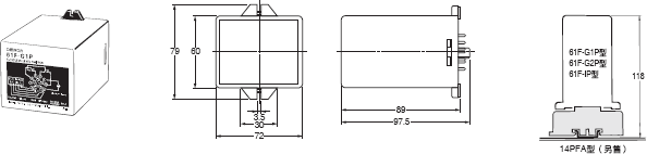 61F-G[]P 外觀尺寸 2 