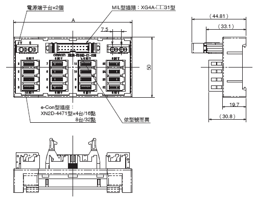 XW2R （PLC連接型） 外觀尺寸 10 